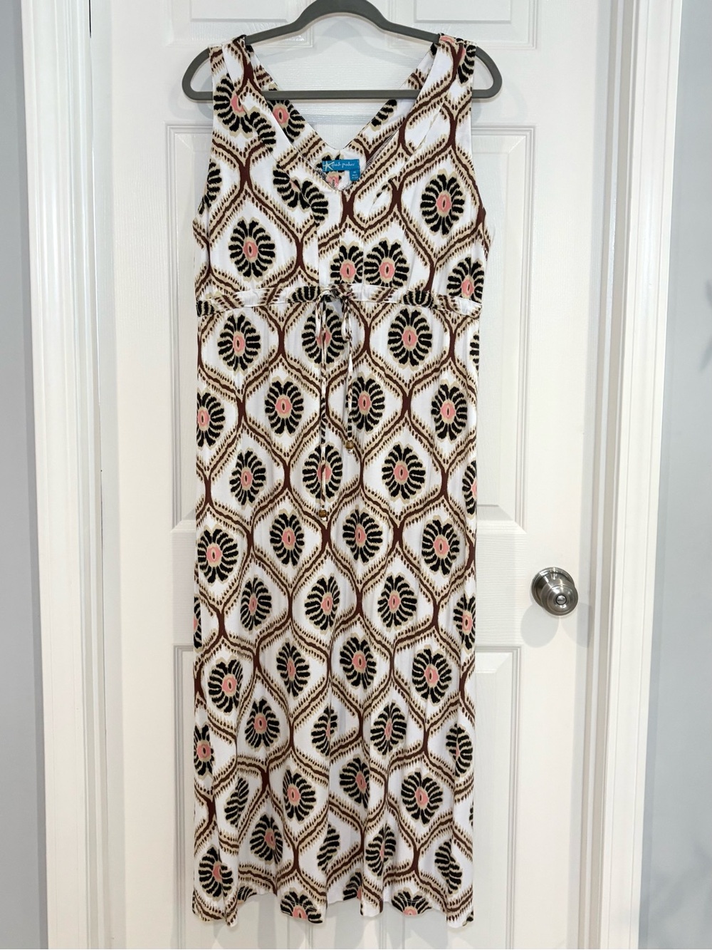 Fresh Produce Maxi Sleeveless Geometric V-Neck Empire Waist Summer Dress XL - Picture 5 of 15